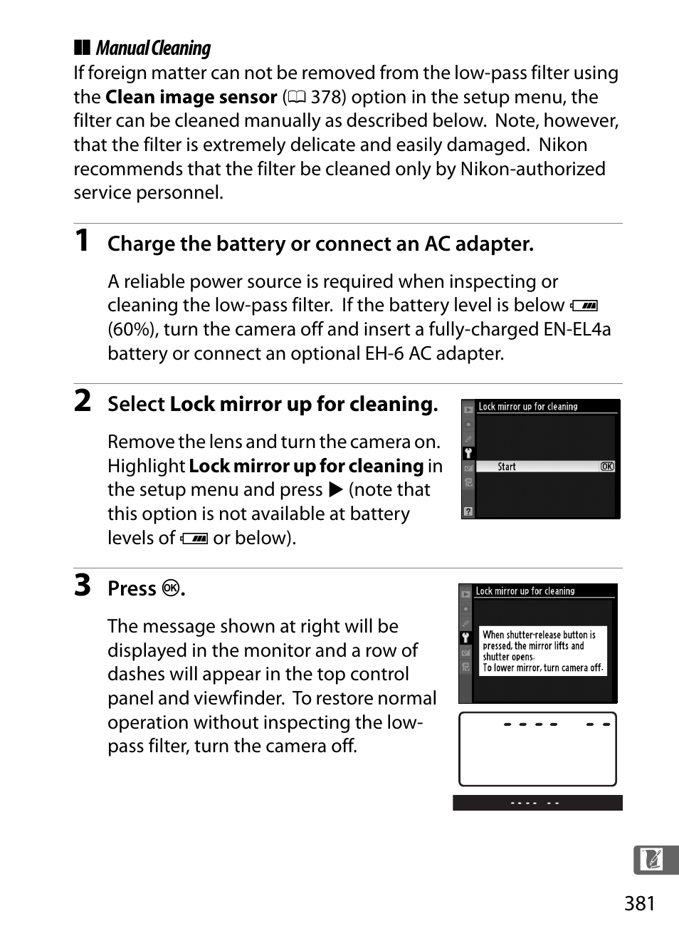 Manual cleaning | Nikon D3S User Manual | Page 407 / 460