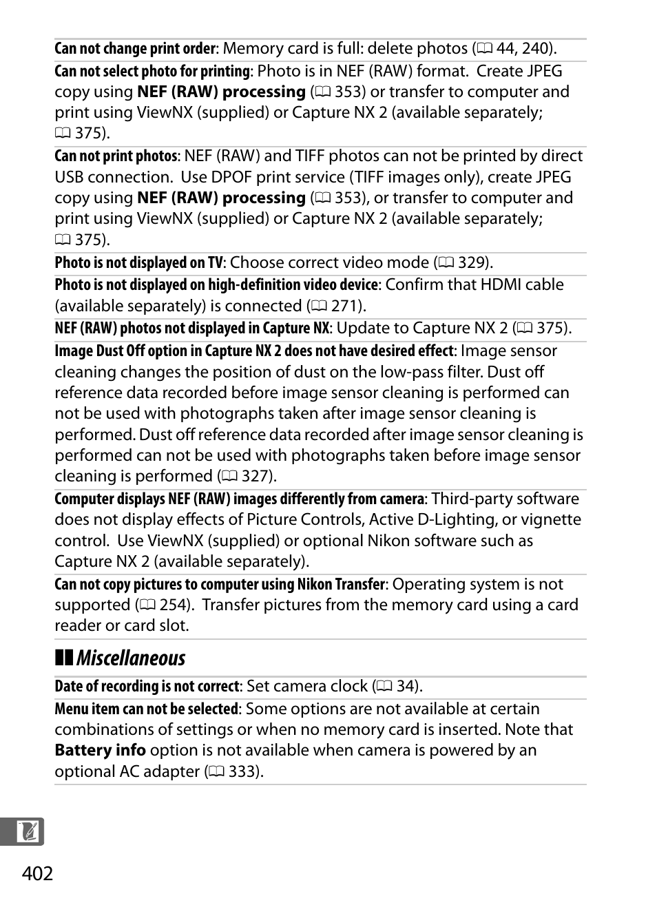 Miscellaneous | Nikon D3S User Manual | Page 428 / 460