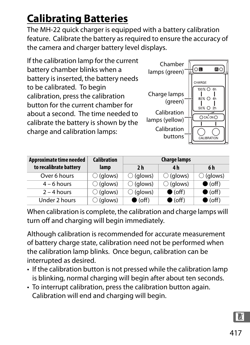 Calibrating batteries | Nikon D3S User Manual | Page 443 / 460