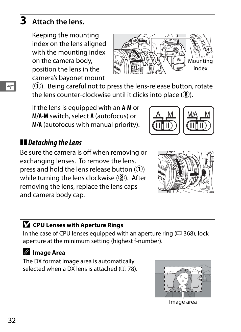Detaching the lens | Nikon D3S User Manual | Page 58 / 460