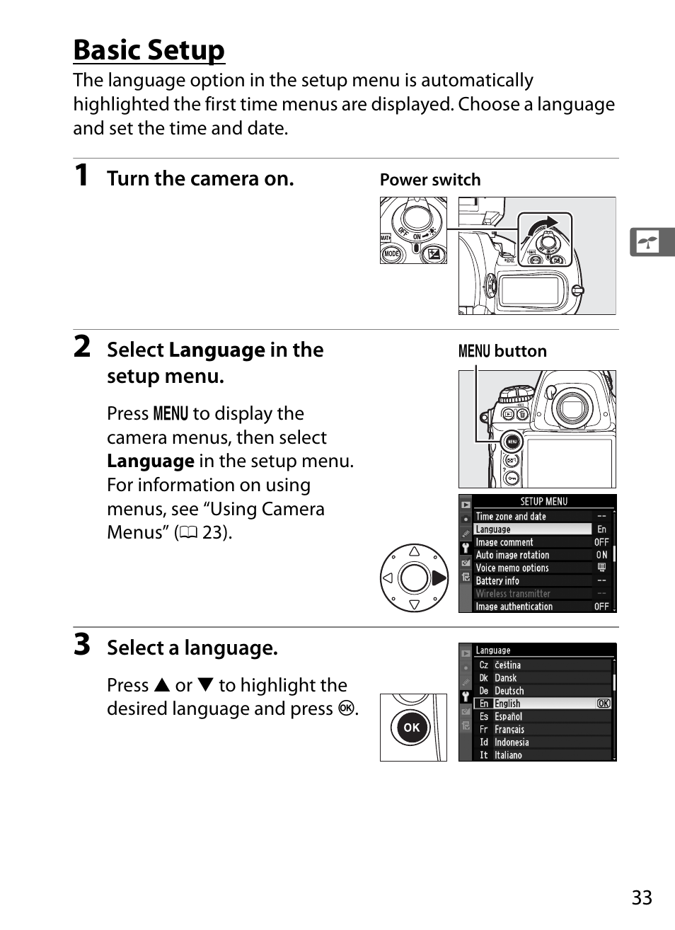 Basic setup | Nikon D3S User Manual | Page 59 / 460