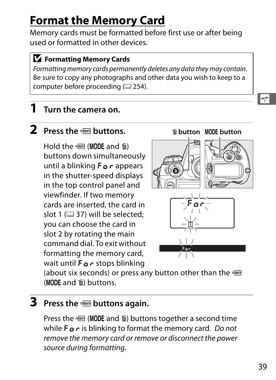 Format the memory card | Nikon D3S User Manual | Page 65 / 460