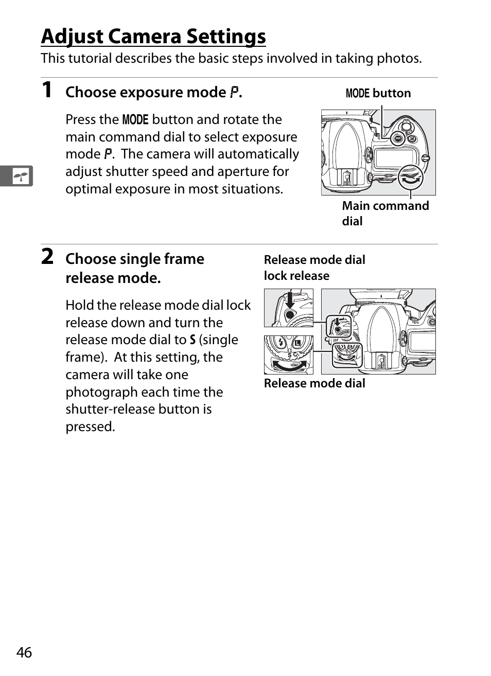 Adjust camera settings | Nikon D3S User Manual | Page 72 / 460