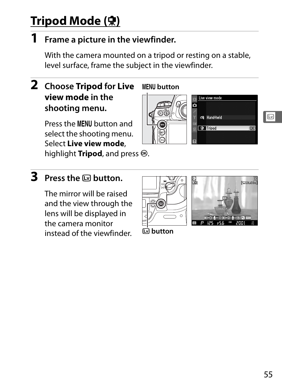 Tripod mode ( h ) | Nikon D3S User Manual | Page 81 / 460