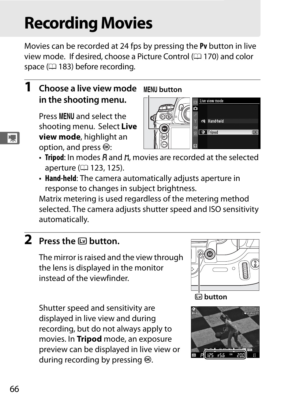 Recording movies | Nikon D3S User Manual | Page 92 / 460