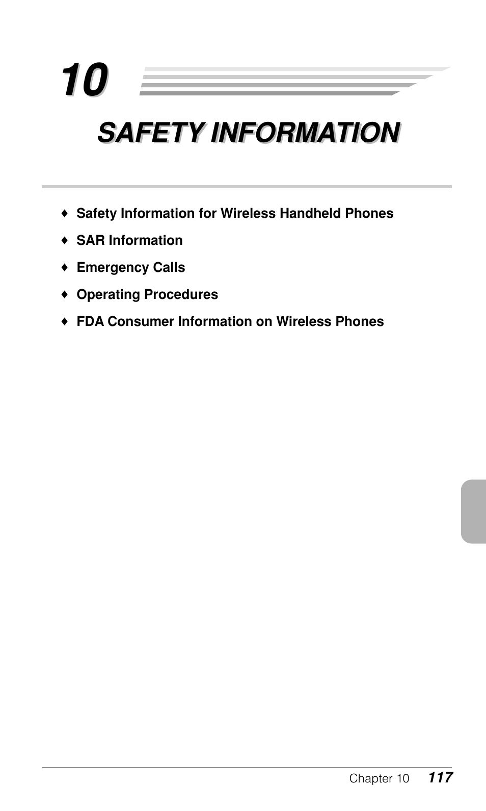 Safety information | Audiovox CDM9500 User Manual | Page 118 / 145