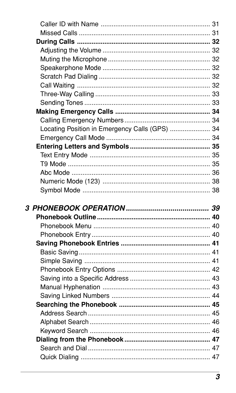 3 phonebook operation | Audiovox CDM9500 User Manual | Page 4 / 145