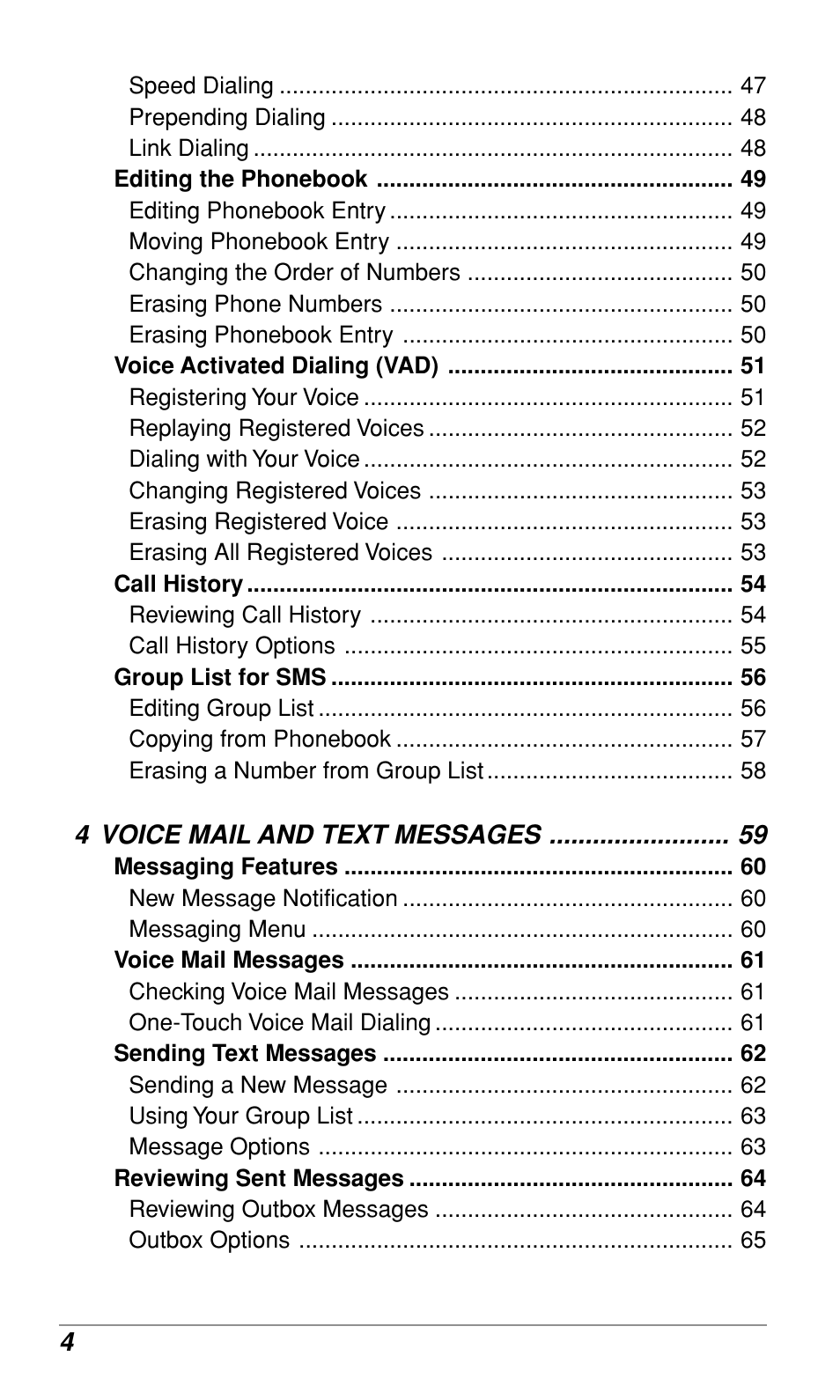 4 voice mail and text messages | Audiovox CDM9500 User Manual | Page 5 / 145