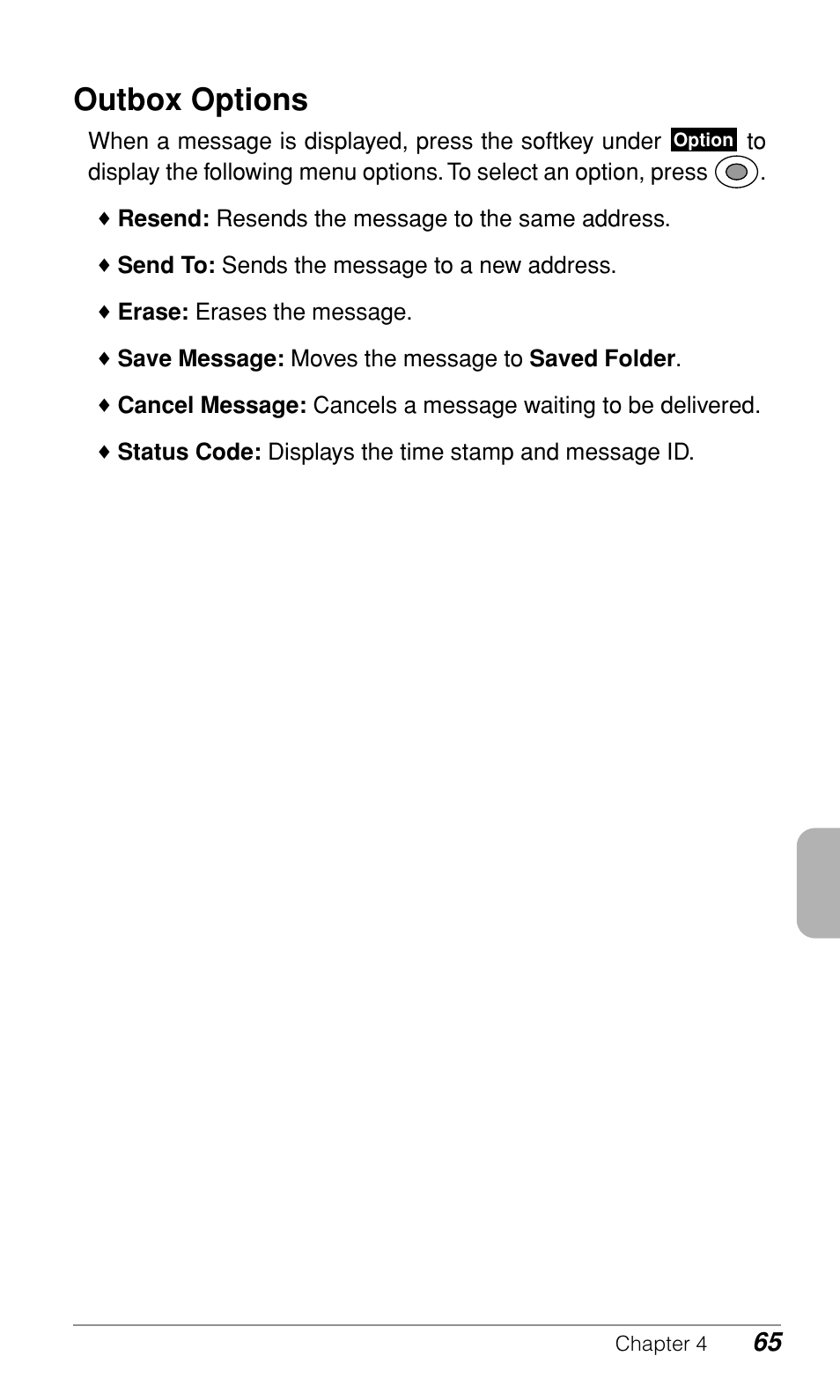 Outbox options | Audiovox CDM9500 User Manual | Page 66 / 145