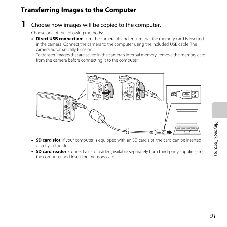 Transferring images to the computer | Nikon S6500 User Manual | Page 113 / 284