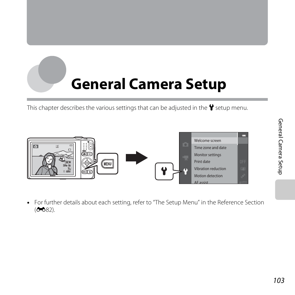 General camera setup | Nikon S6500 User Manual | Page 125 / 284