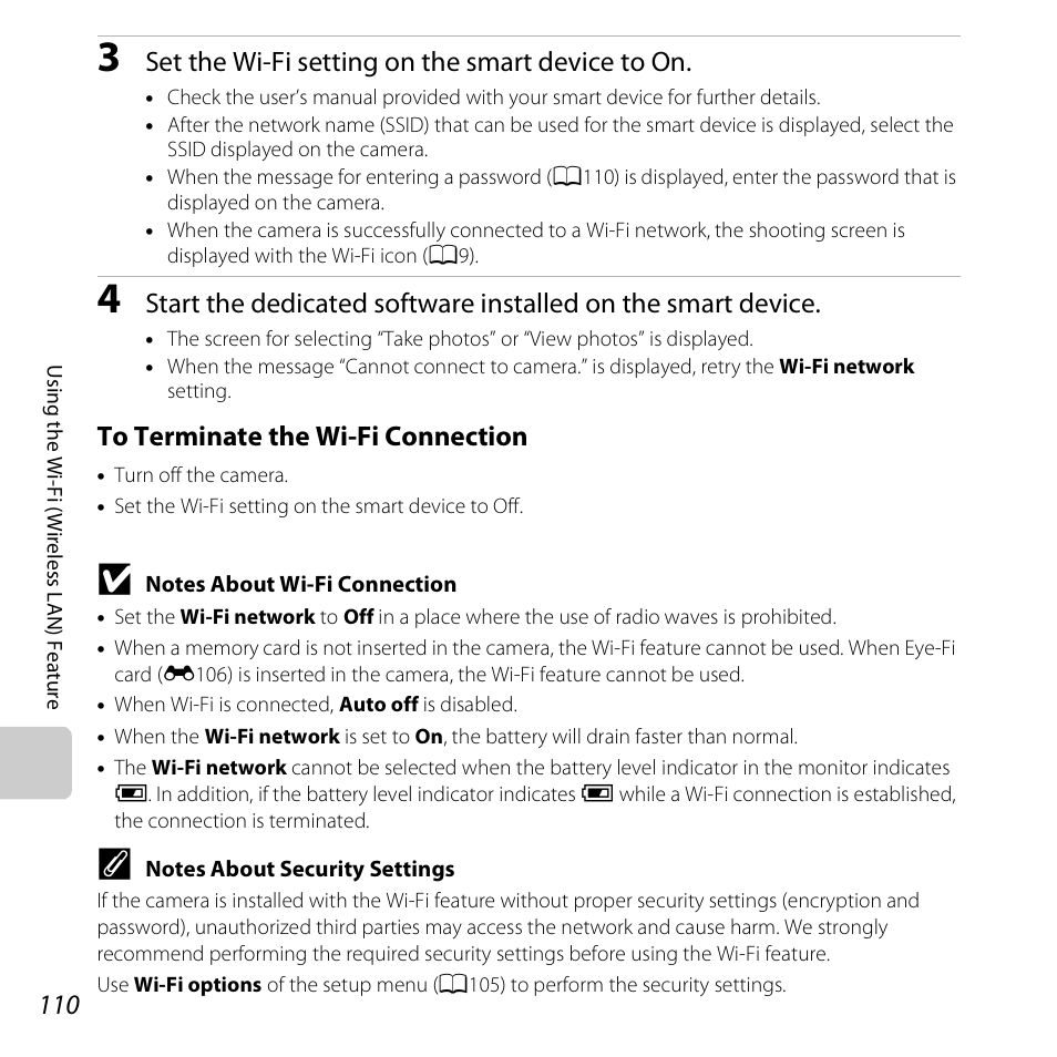 Set the wi-fi setting on the smart device to on | Nikon S6500 User Manual | Page 132 / 284