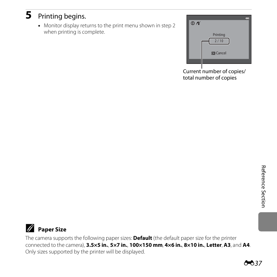 Printing begins | Nikon S6500 User Manual | Page 169 / 284