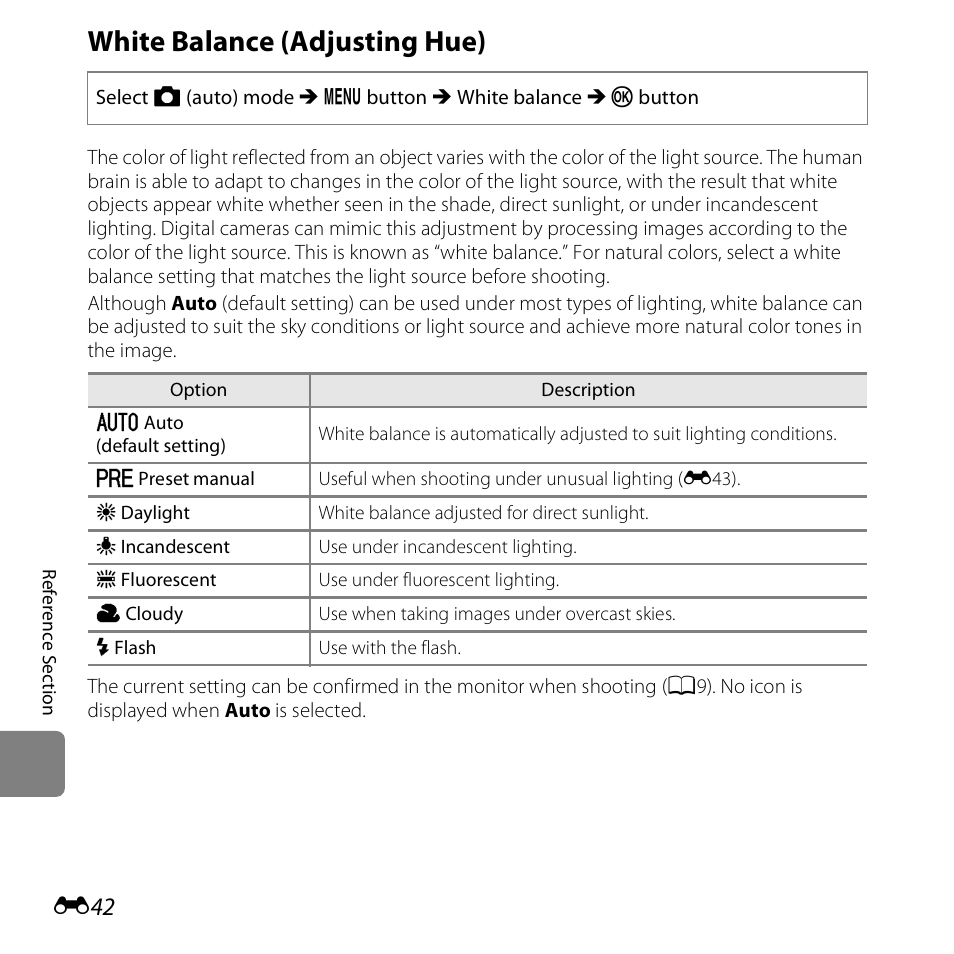 White balance (adjusting hue) | Nikon S6500 User Manual | Page 174 / 284