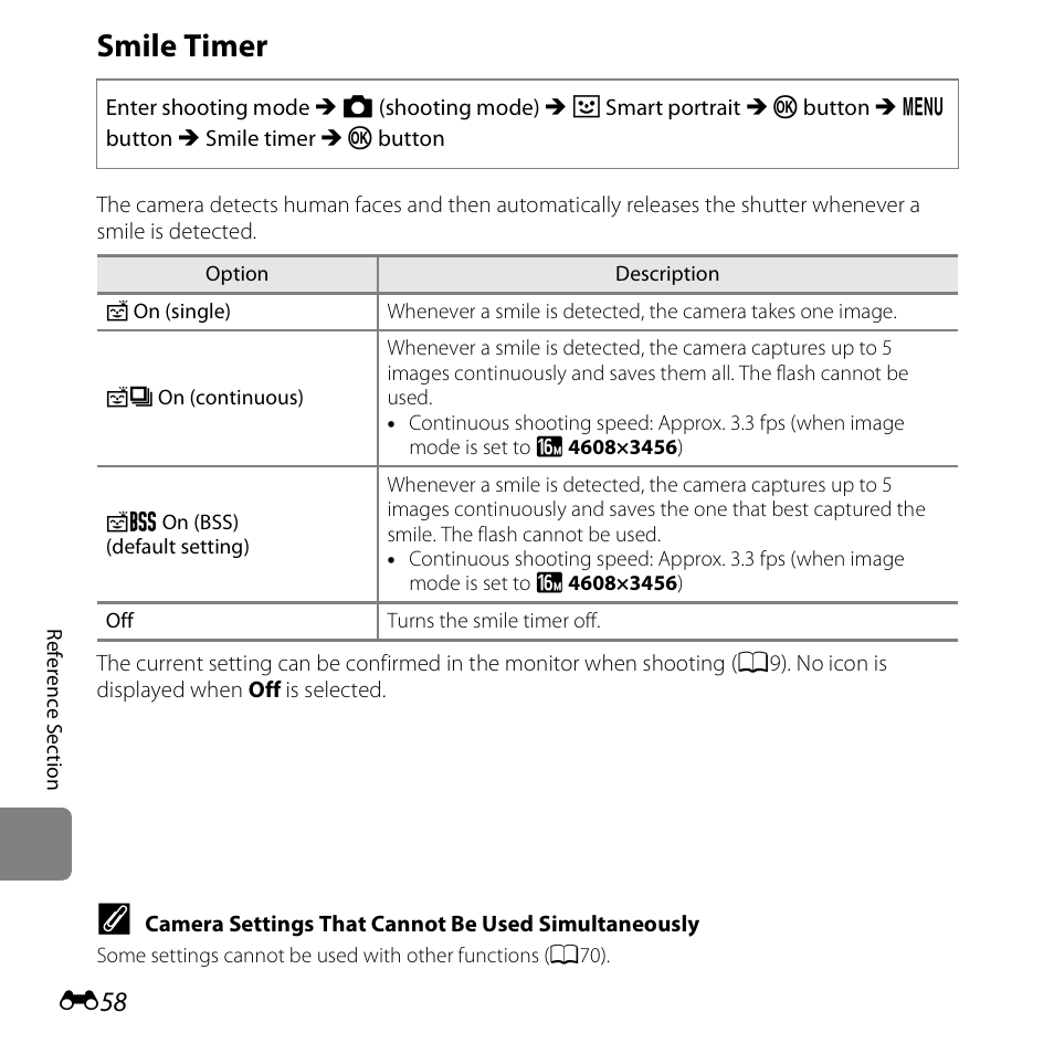 Smile timer | Nikon S6500 User Manual | Page 190 / 284
