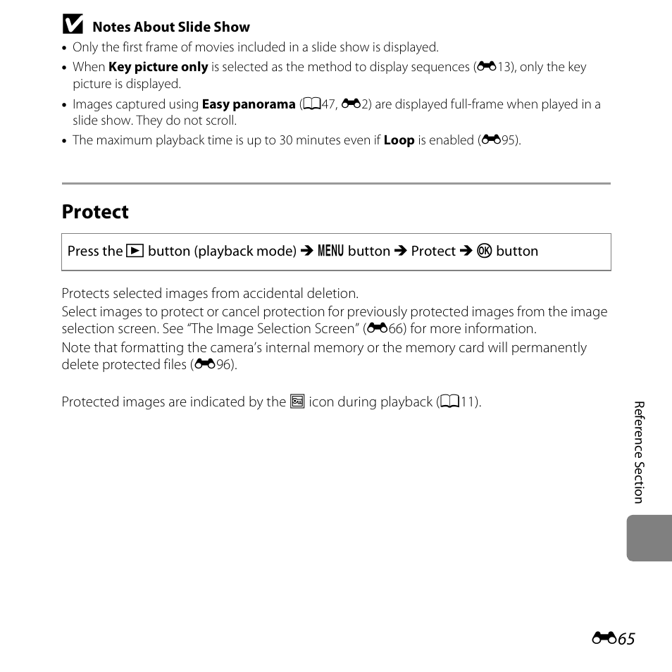 Protect, E65) | Nikon S6500 User Manual | Page 197 / 284