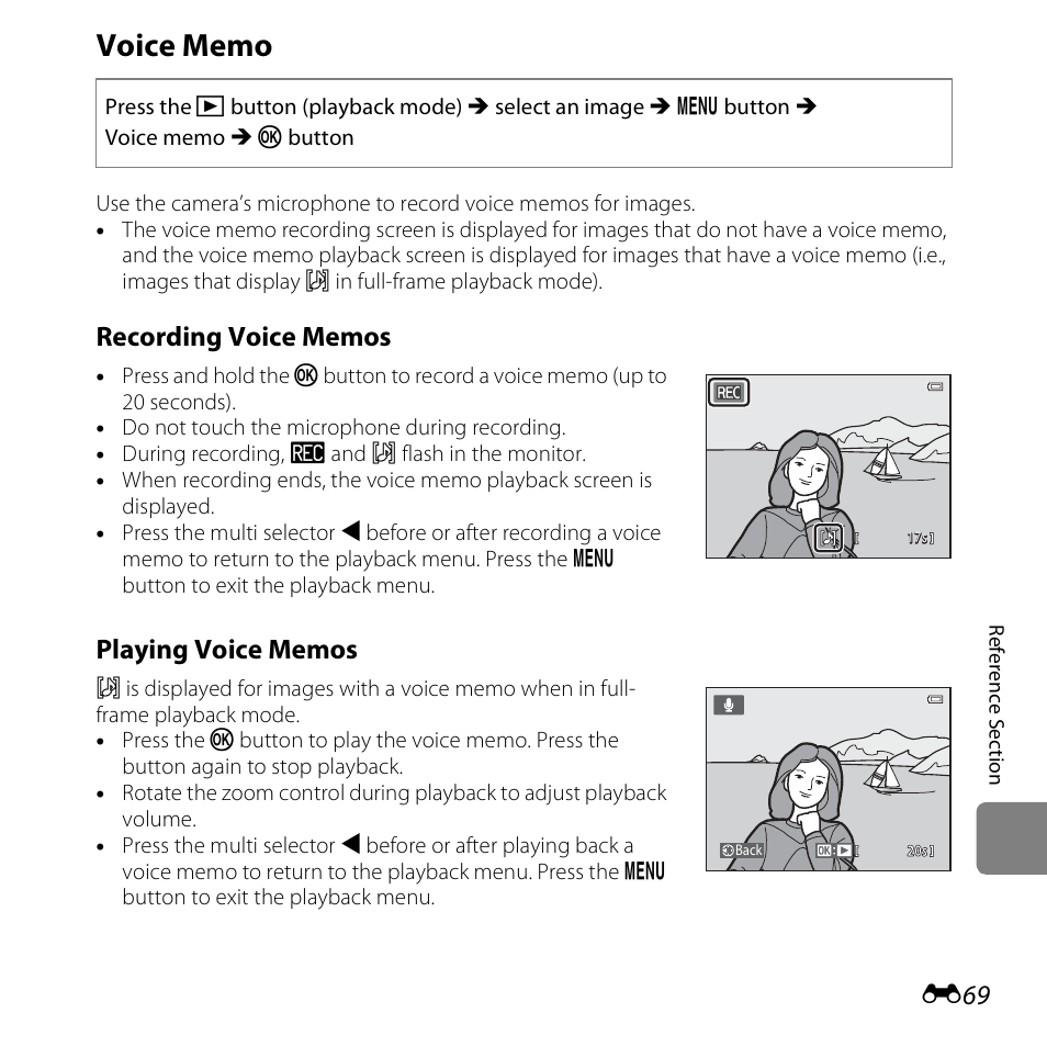 Voice memo | Nikon S6500 User Manual | Page 201 / 284