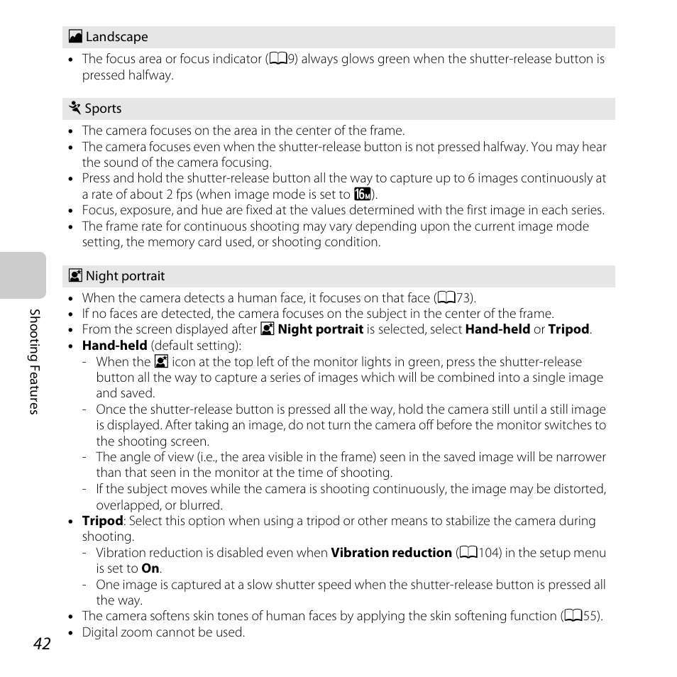 A42) | Nikon S6500 User Manual | Page 64 / 284