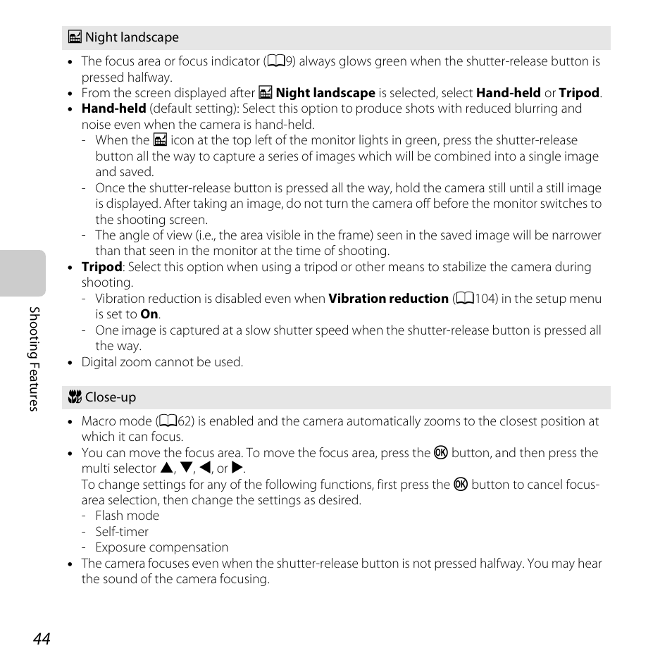 A44) | Nikon S6500 User Manual | Page 66 / 284