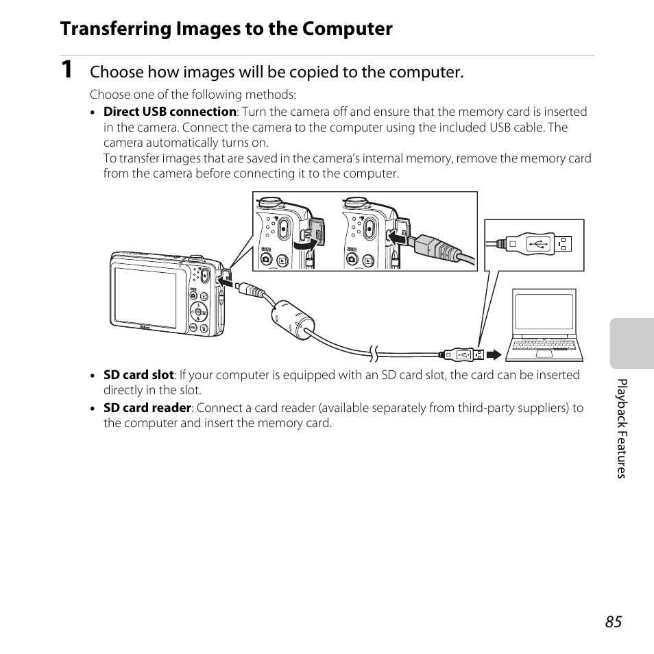 Transferring images to the computer | Nikon S3500 User Manual | Page 103 / 248