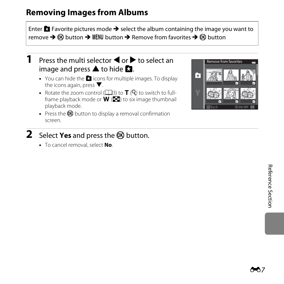 Removing images from albums | Nikon S3500 User Manual | Page 125 / 248