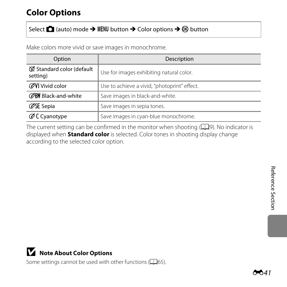 Color options | Nikon S3500 User Manual | Page 159 / 248