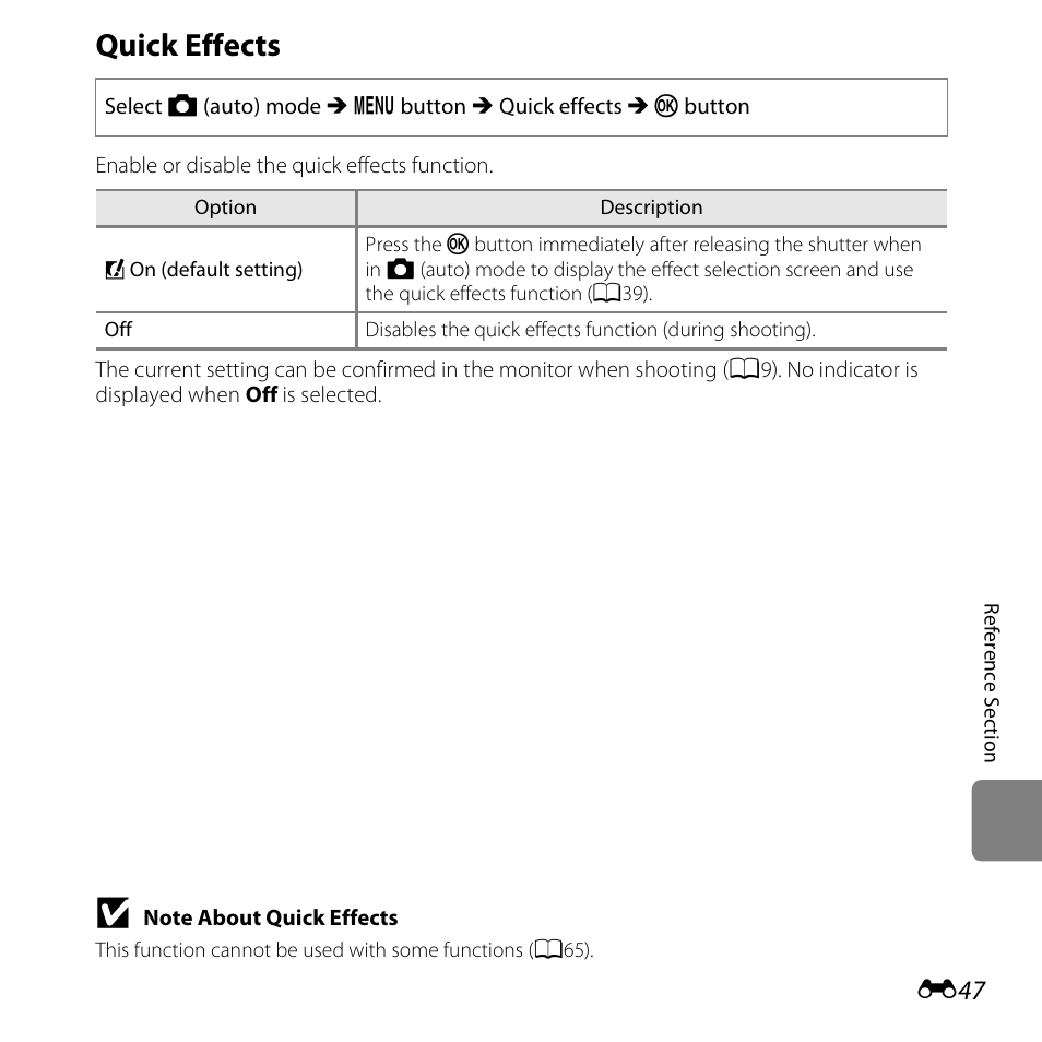 Quick effects | Nikon S3500 User Manual | Page 165 / 248