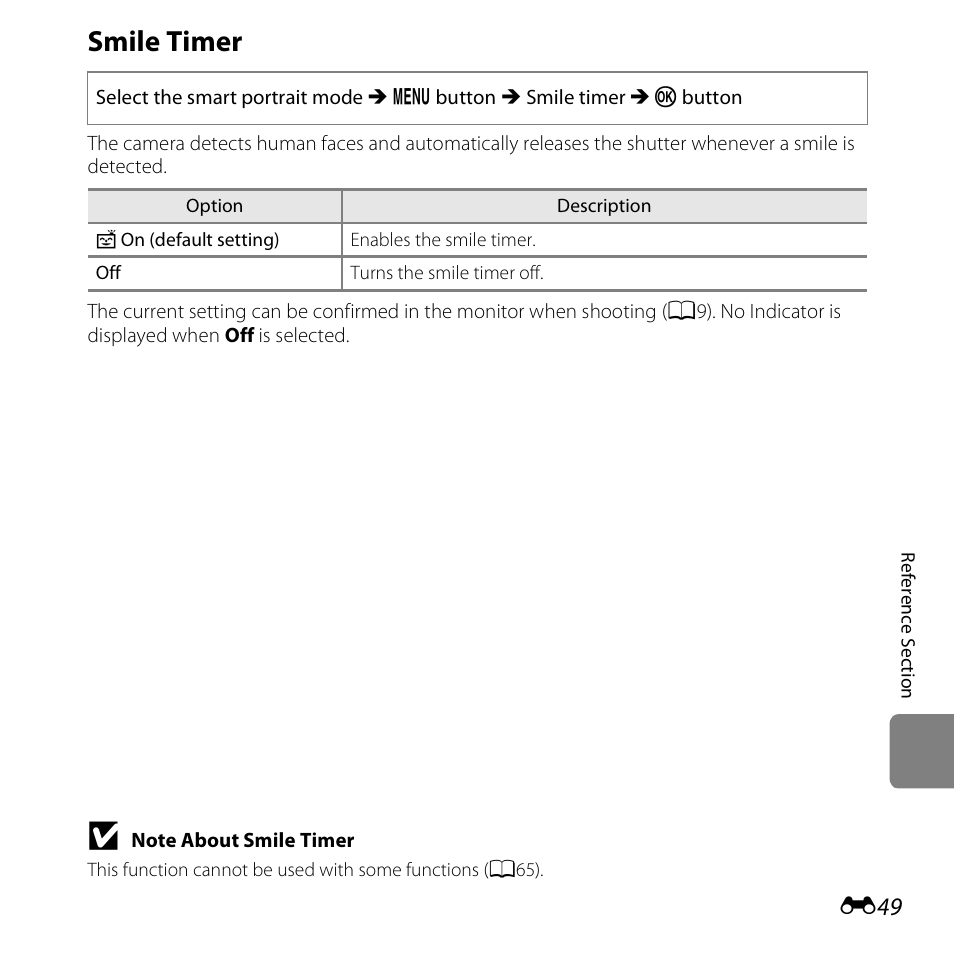 Smile timer | Nikon S3500 User Manual | Page 167 / 248