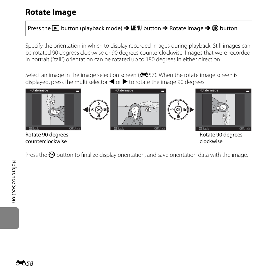 Rotate image, E58) | Nikon S3500 User Manual | Page 176 / 248