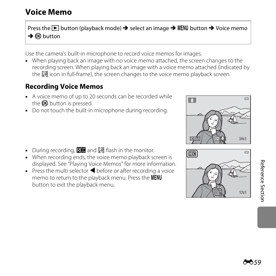 Voice memo | Nikon S3500 User Manual | Page 177 / 248