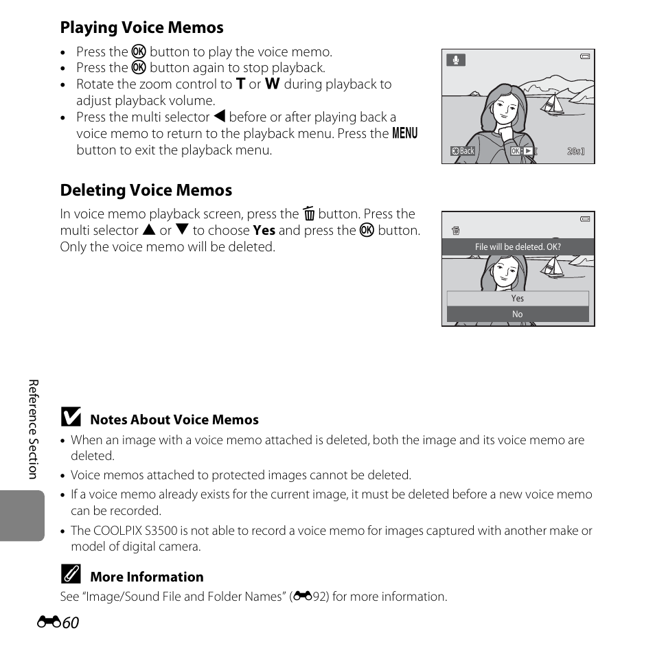 Playing voice memos | Nikon S3500 User Manual | Page 178 / 248
