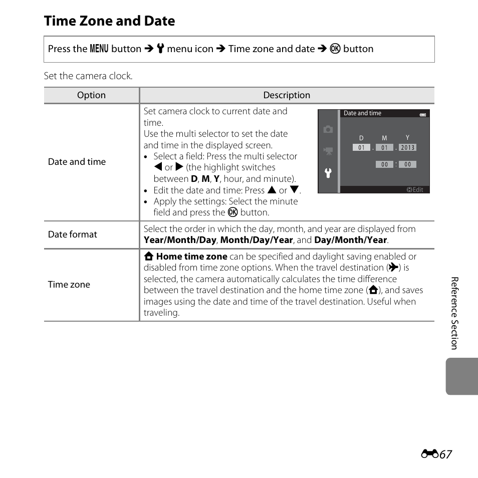 Time zone and date | Nikon S3500 User Manual | Page 185 / 248