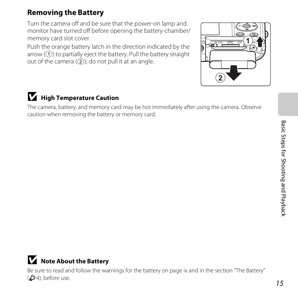 Removing the battery | Nikon S3500 User Manual | Page 33 / 248