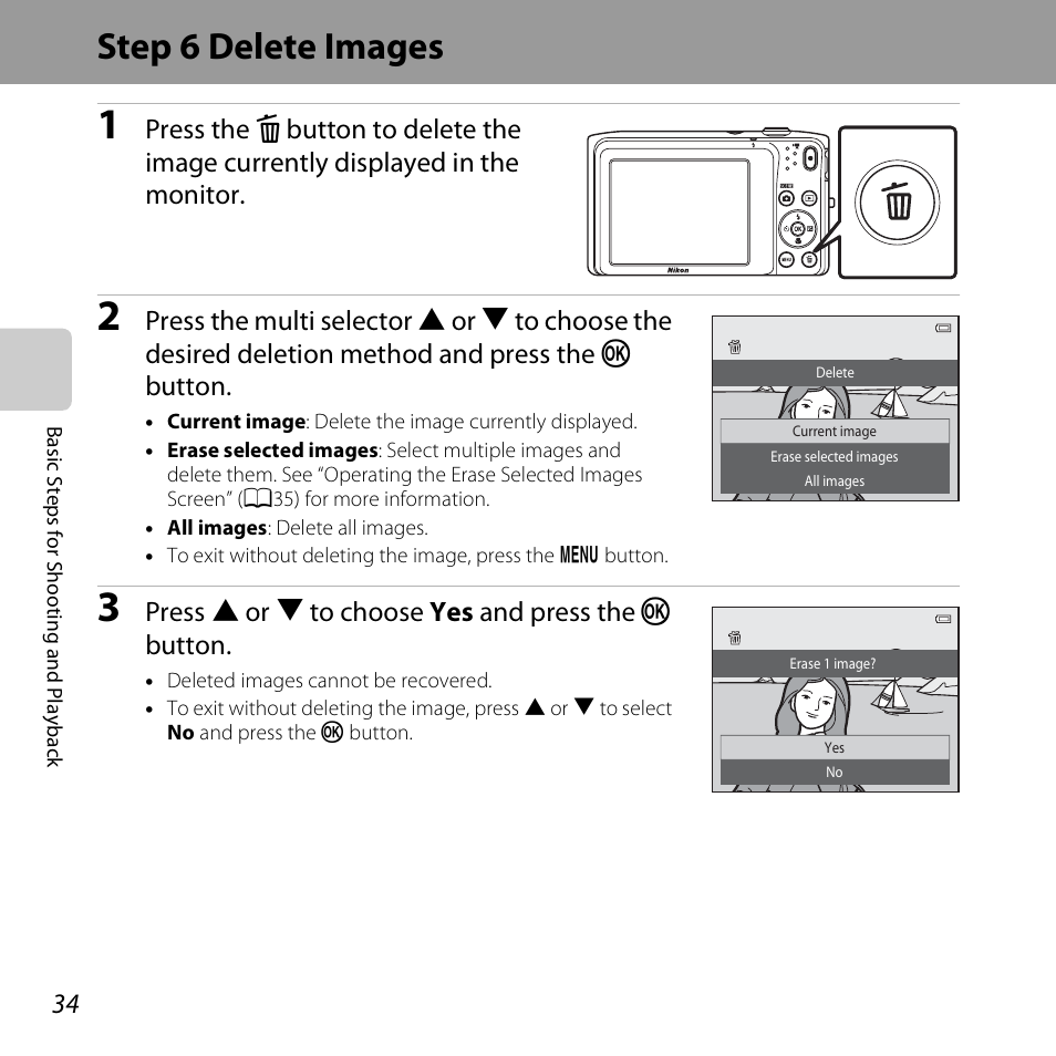 Step 6 delete images | Nikon S3500 User Manual | Page 52 / 248