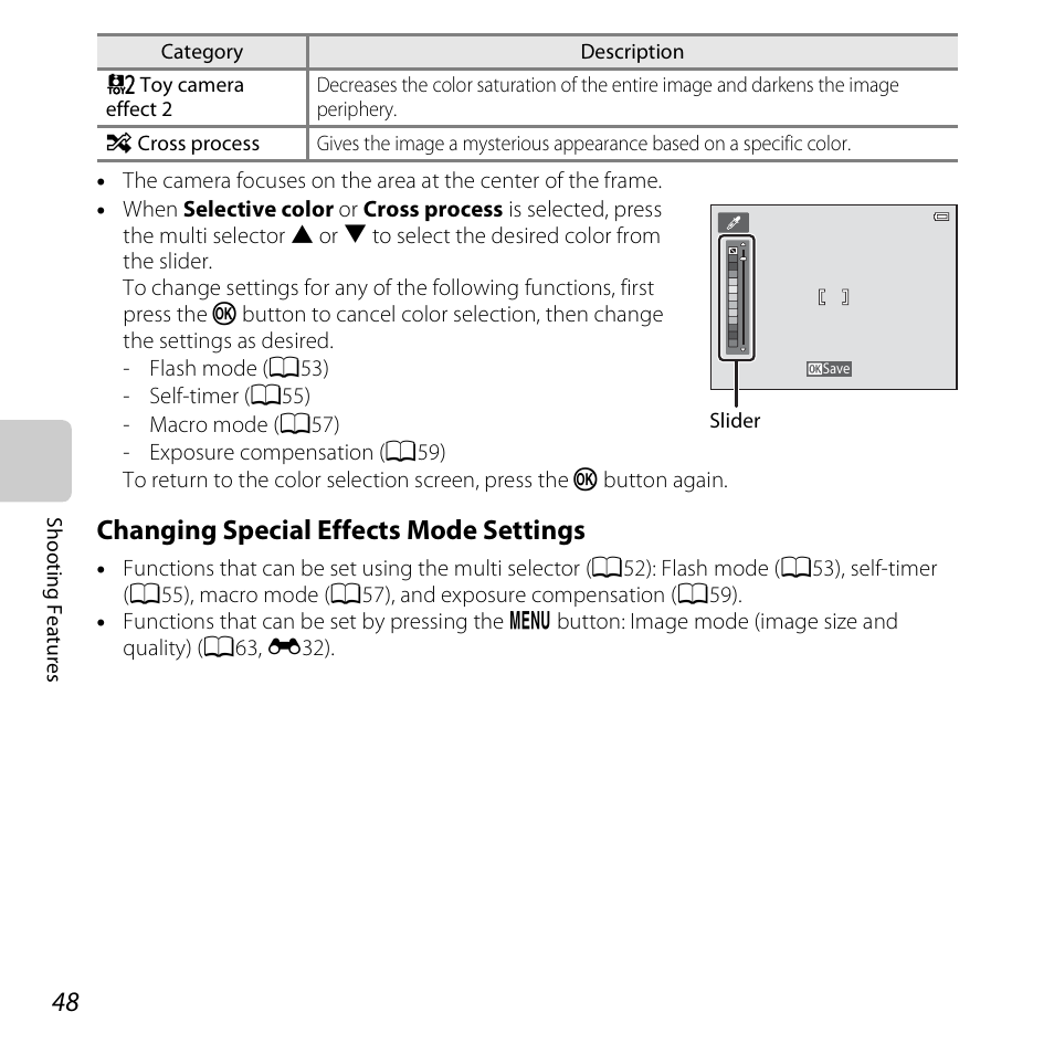 Changing special effects mode settings | Nikon S3500 User Manual | Page 66 / 248