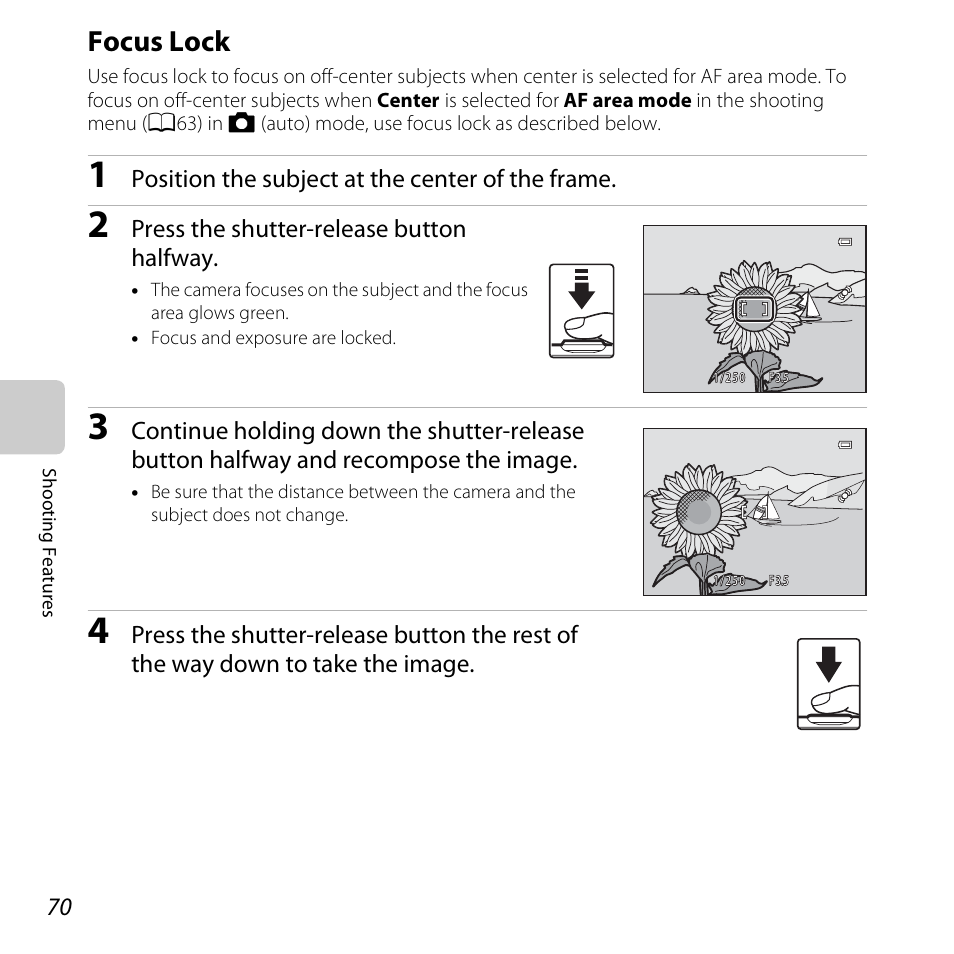Focus lock | Nikon S3500 User Manual | Page 88 / 248