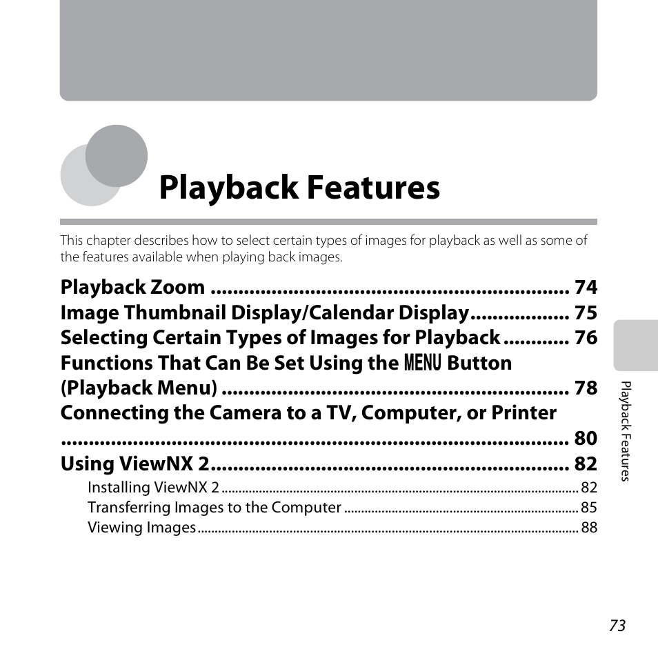 Playback features | Nikon S3500 User Manual | Page 91 / 248