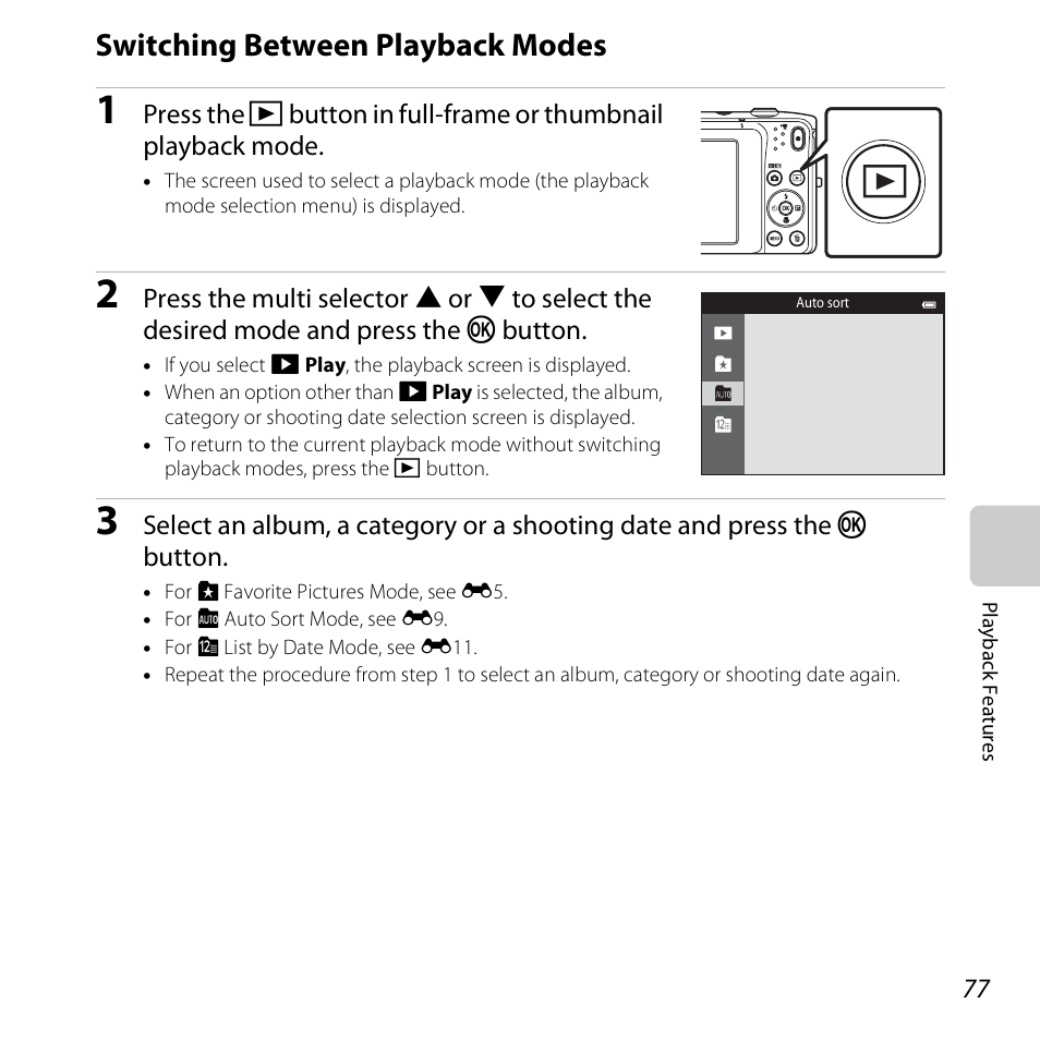 Switching between playback modes | Nikon S3500 User Manual | Page 95 / 248