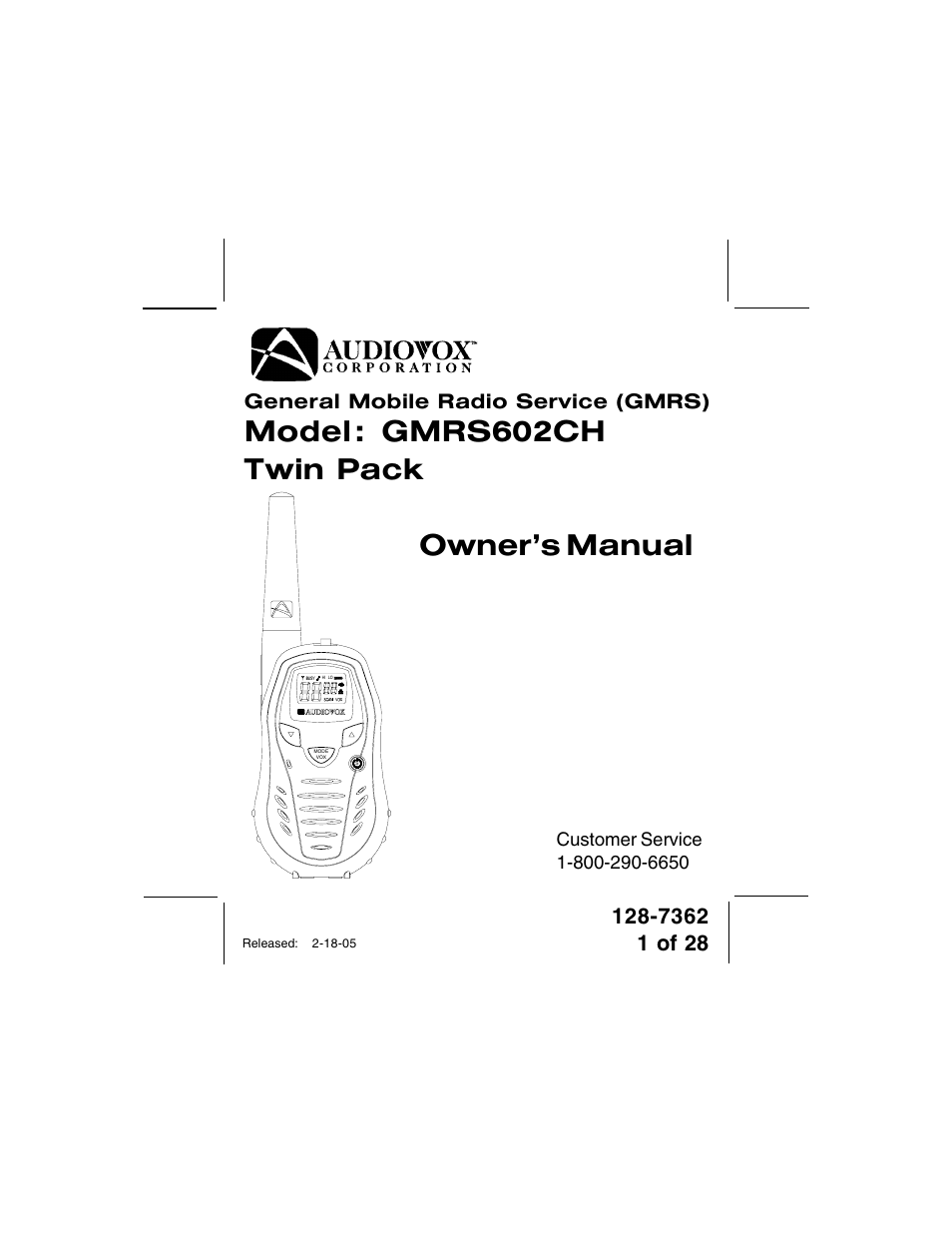 Audiovox GMRS602CH User Manual | 28 pages