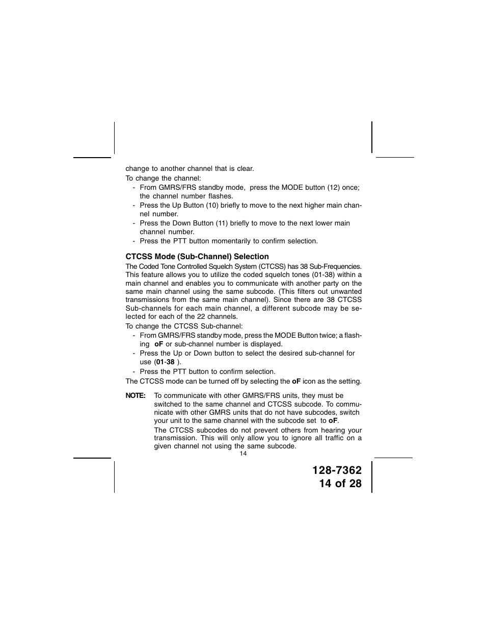 Audiovox GMRS602CH User Manual | Page 14 / 28