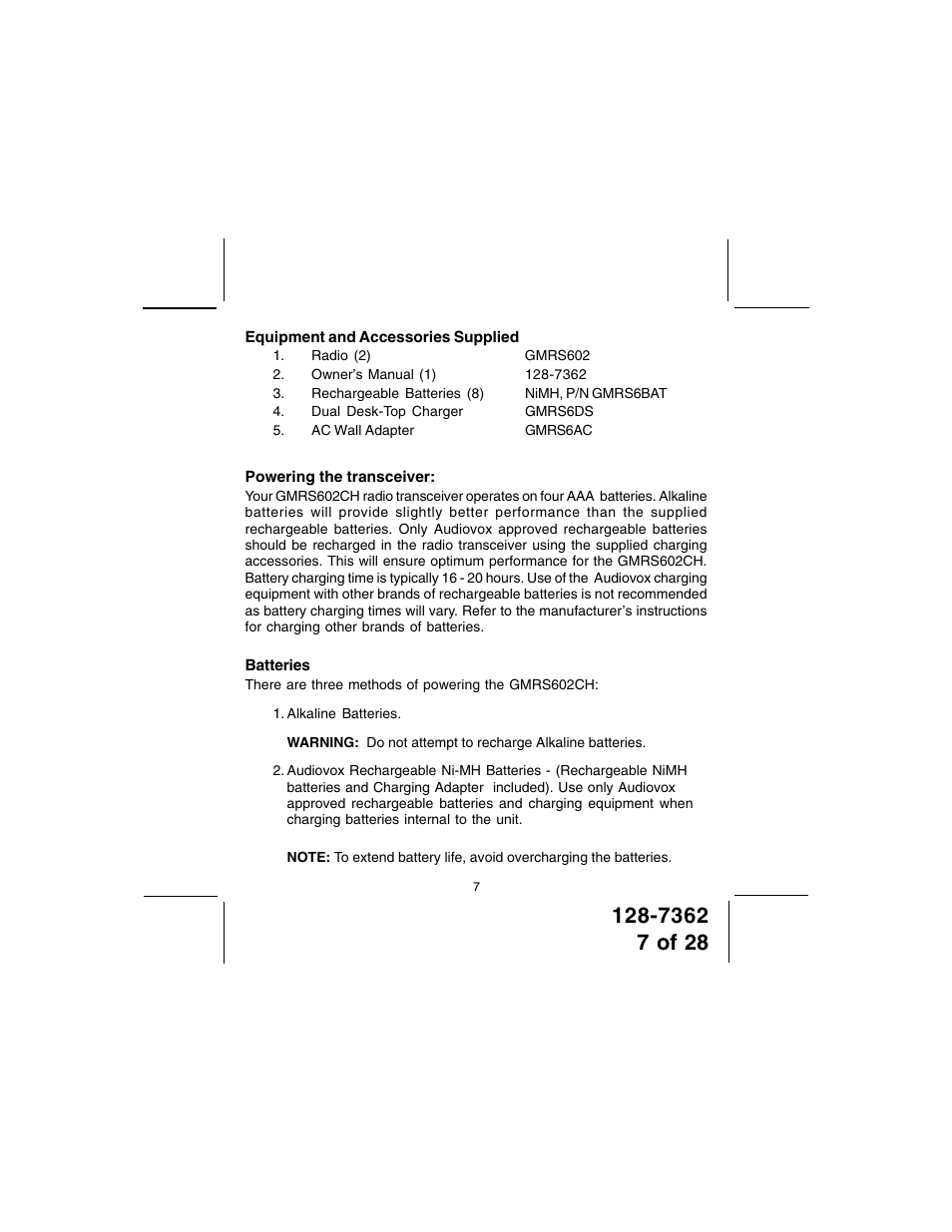 Audiovox GMRS602CH User Manual | Page 7 / 28