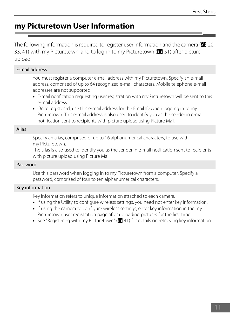 My picturetown user information | Nikon Coolpix S610 User Manual | Page 16 / 63