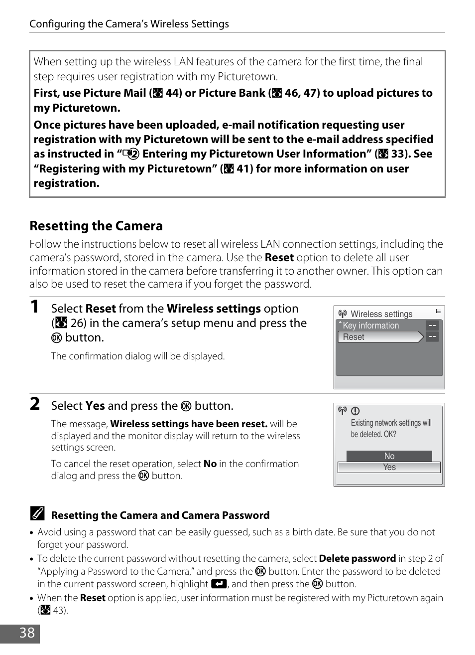 Resetting the camera | Nikon Coolpix S610 User Manual | Page 43 / 63