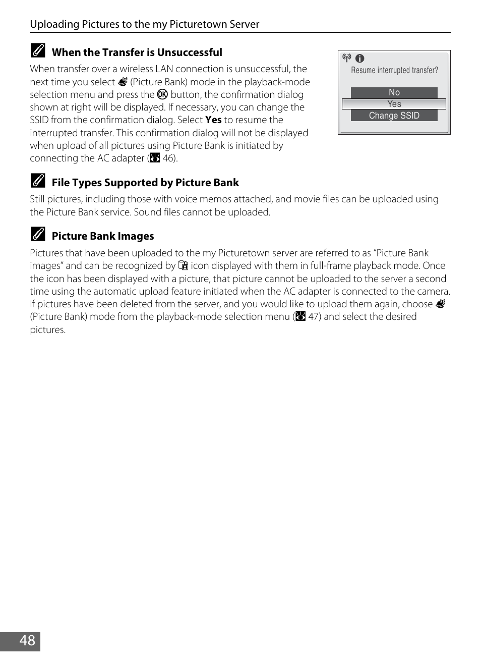 When the transfer is unsuccessful, A 48), 48 c | Nikon Coolpix S610 User Manual | Page 53 / 63