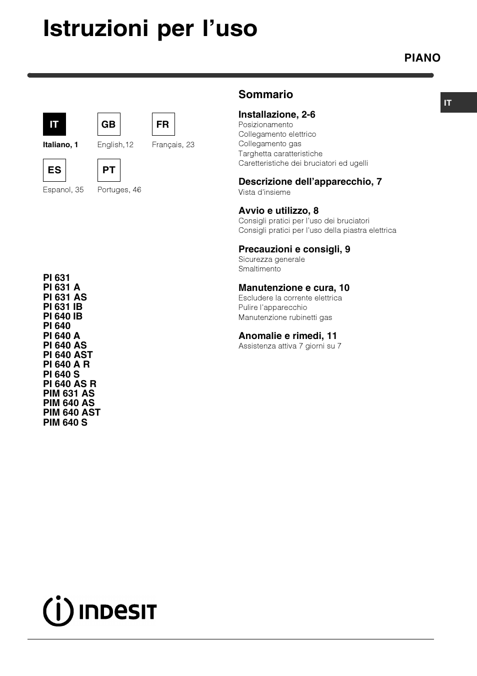 Indesit PIM640ASWH User Manual | 56 pages