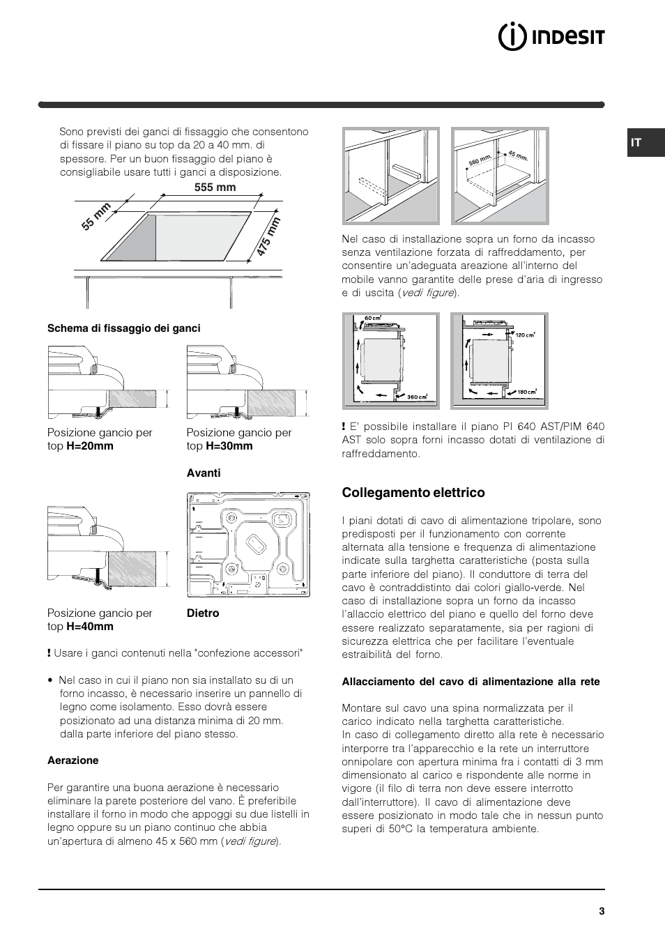Collegamento elettrico | Indesit PIM640ASWH User Manual | Page 3 / 56