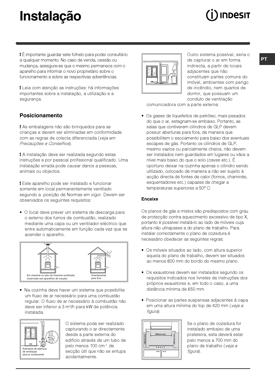 Instalação, Posicionamento | Indesit PIM640ASWH User Manual | Page 47 / 56