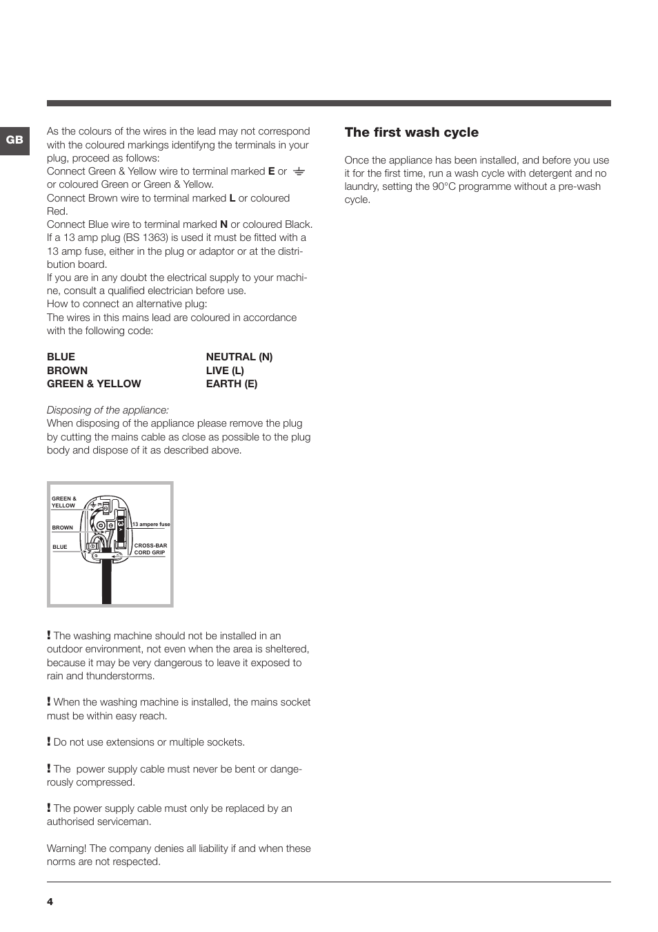 The first wash cycle | Indesit PWC8128W User Manual | Page 4 / 16