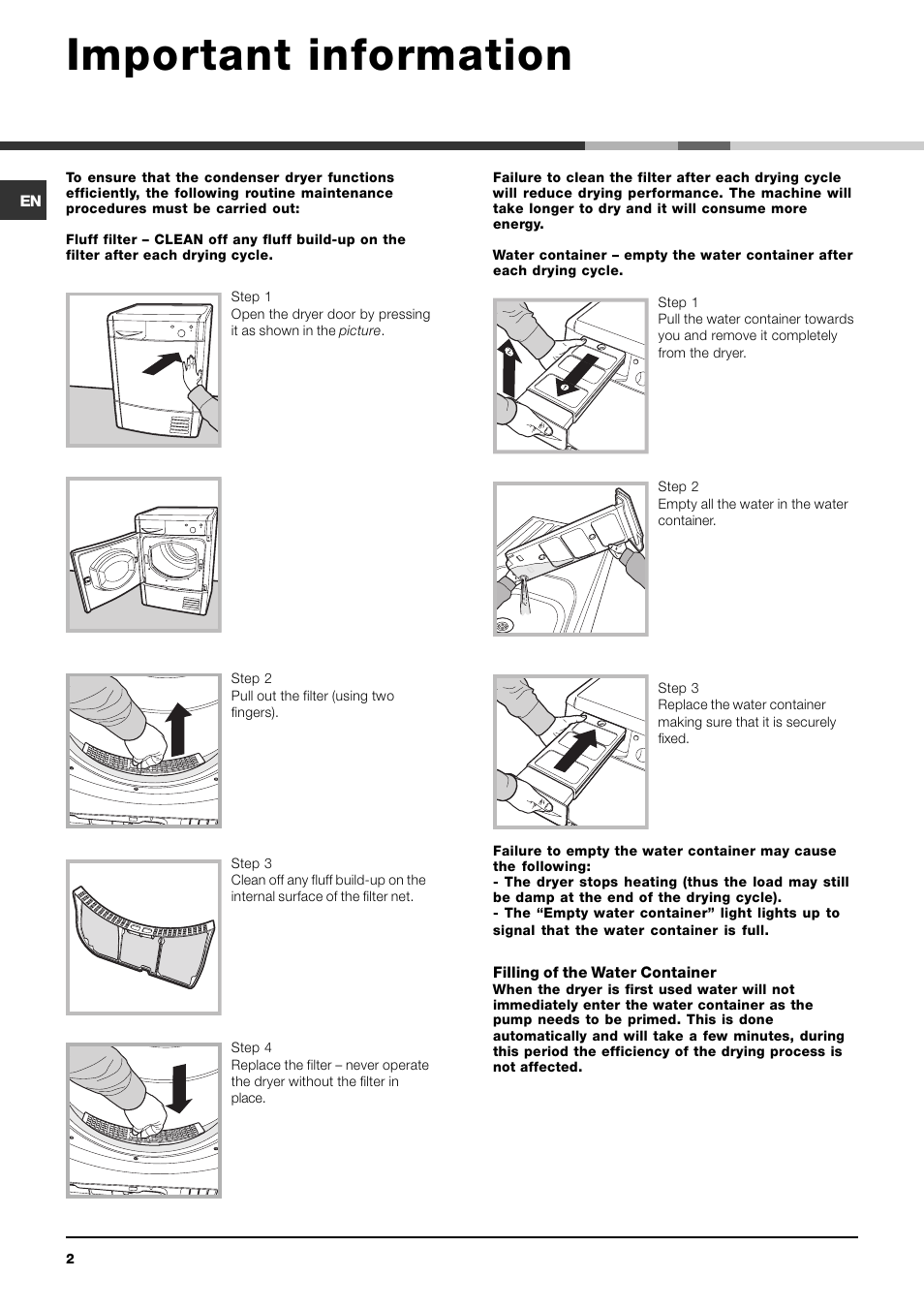 Important information | Indesit IDC85 User Manual | Page 2 / 16