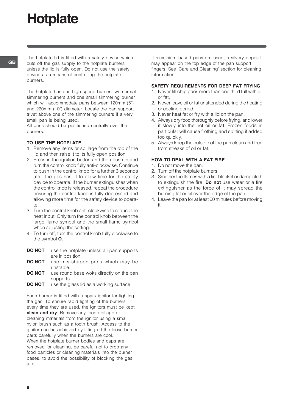 Hotplate | Indesit KD6G25SAIR User Manual | Page 6 / 24